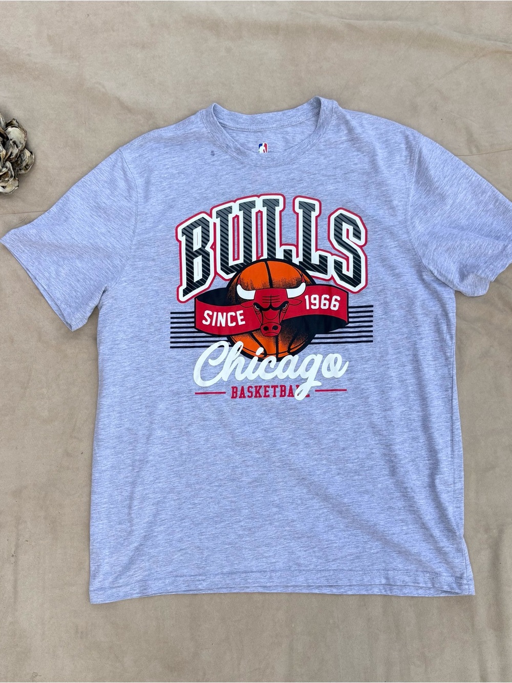 NBA 🏀Chicago Bulls Graphic Tee - Gray with Red & Orange Logo - XL